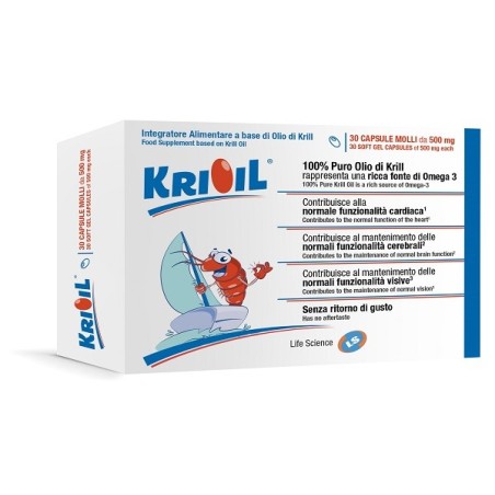Krioil integratore fonte di omega-3 puro olio di krill 30 capsule Krioil integratore fonte di omega-3 puro olio di krill 30 capsule