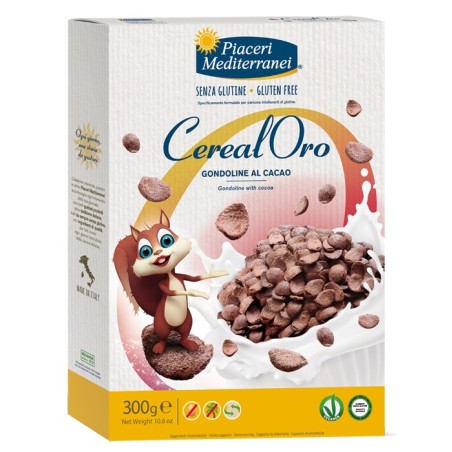 Piaceri Mediterranei CerealOro Gondoline al cacao di riso e mais senza glutine 300g Piaceri Mediterranei CerealOro Gondoline al cacao di riso e mais senza glutine 300g