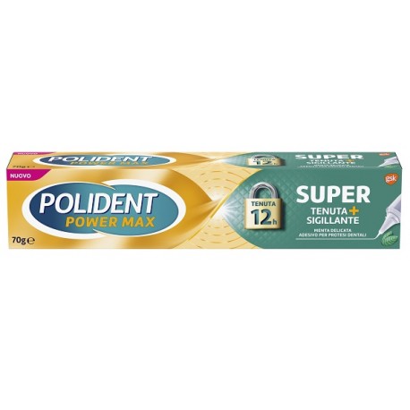 Polident Power Max Super Tenuta+sigillante Menta Delicata adesivo protesi dentale 70 g