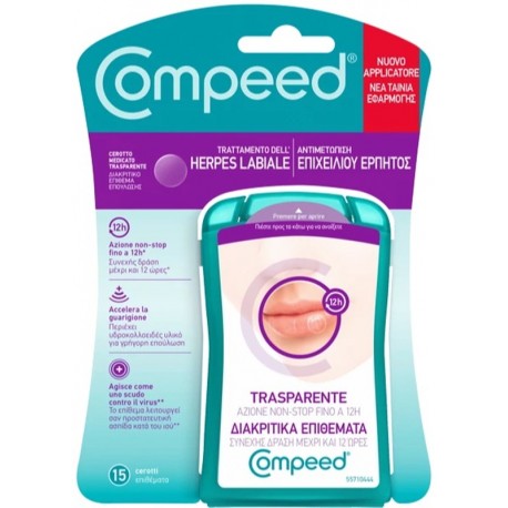 Compeed Trattamento dell'Herpes labiale 15 cerotti medicati trasparenti