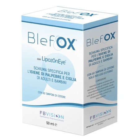 Fb Vision Blefox Schiuma delicata per l'igiene di palpebre e ciglia adulti bambini 50 ml + 60 tamponi Fb Vision Blefox Schiuma delicata per l'igiene di palpebre e ciglia adulti bambini 50 ml + 60 tamponi