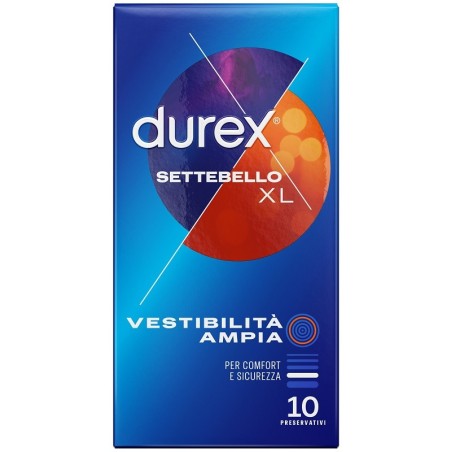Durex Settebello XL preservativo vestibilità ampia extralarge 10 Pezzi Durex Settebello XL preservativo vestibilità ampia extralarge 10 Pezzi