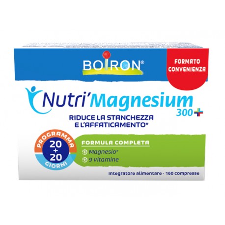 Boiron Nutri'Magnesium 300+ Integratore per Stanchezza e Affaticamento 160 compresse