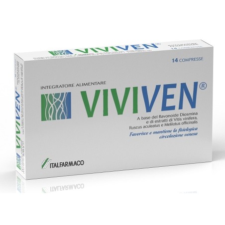 Italfarmaco Viviven integratore con diosmina per il benessere delle vene 14 compresse Italfarmaco Viviven integratore con diosmina per il benessere delle vene 14 compresse