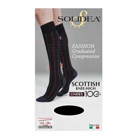 Solidea Scottish Knee-High 100 den Gambaletto Unisex Fantasia Nero Tg. 3