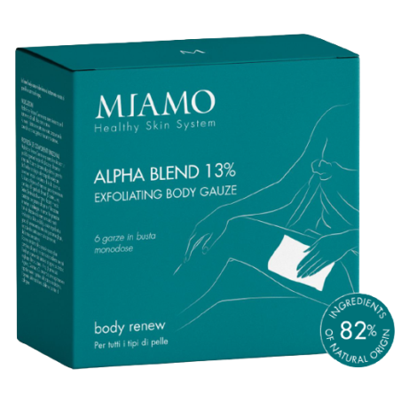 Miamo Alpha Blend 13% - Garze corpo esfolianti imbevute per doppia esfoliazione 6 garze Miamo Alpha Blend 13% - Garze corpo esfolianti imbevute per doppia esfoliazione 6 garze