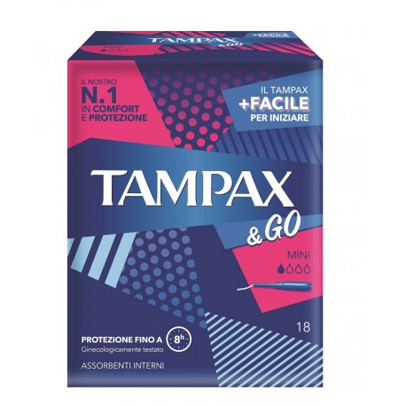 Tampax & Go Mini tampone con applicatore in plastica flusso leggero 18 pezzi