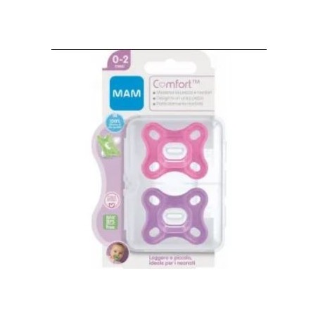 Mam Comfort 0-2 Mesi Ciuccio in silicone confezione doppia rosa Mam Comfort 0-2 Mesi Ciuccio in silicone confezione doppia rosa