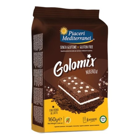 Piaceri Mediterranei Golomix Merenda 4 merendine senza glutine al cioccolato con crema al latte Piaceri Mediterranei Golomix Merenda 4 merendine senza glutine al cioccolato con crema al latte