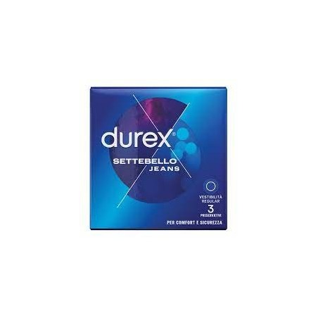 Durex Settebello Jeans profilattico anatomico vestibilità elevata 3 pezzi Durex Settebello Jeans profilattico anatomico vestibilità elevata 3 pezzi