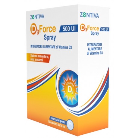 Zentiva D3 Force Spray 500 UI integratore per ossa e sistema immunitario 10 ml