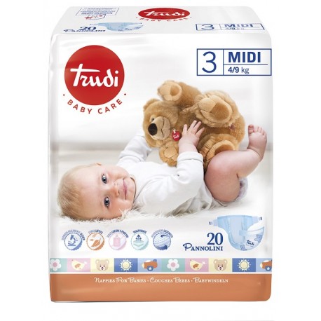 S. I. L. C. Trudi Baby Care Pannolino Bambini Midi 4/9 Kg 20 Pezzi S. I. L. C. Trudi Baby Care Pannolino Bambini Midi 4/9 Kg 20 Pezzi