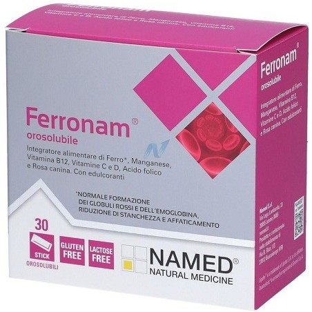 Named Ferronam Orosolubile integratore a base di ferro 30 bustine Named Ferronam Orosolubile integratore a base di ferro 30 bustine