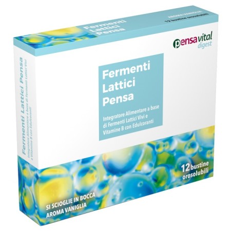 Fermenti Lattici Pensa con vitamine del gruppo B 12 bustine orosolubili gusto vaniglia Fermenti Lattici Pensa con vitamine del gruppo B 12 bustine orosolubili gusto vaniglia