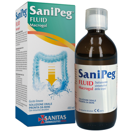 SaniPeg Fluid Macrogol trattamento per la stipsi contro i fecalomi 480 ml SaniPeg Fluid Macrogol trattamento per la stipsi contro i fecalomi 480 ml