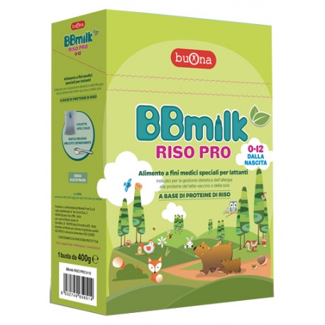 BBmilk Riso Pro alimento per lattanti da 0 a 12 mesi allergici a latte e soia 400 g
