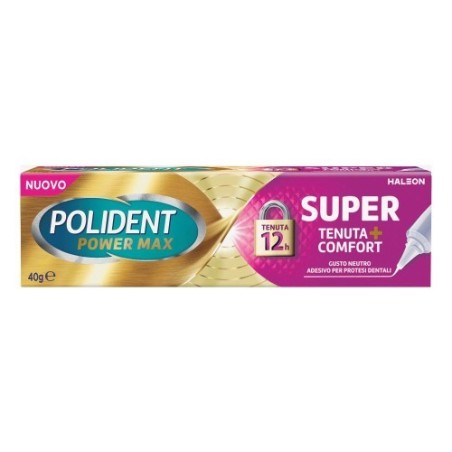 Polident Max Super Tenuta + Comfort Adesivo per Protesi Dentali 40g Polident Max Super Tenuta + Comfort Adesivo per Protesi Dentali 40g