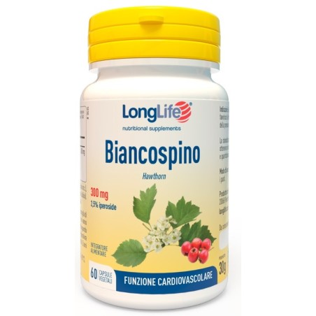 LongLife Biancospino 300 mg integratore per rilassamento e benessere mentale 60 capsule vegetali LongLife Biancospino 300 mg integratore per rilassamento e benessere mentale 60 capsule vegetali