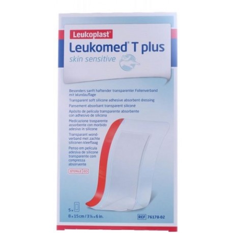 Leukomed T Plus Sensitive medicazione trasparente post operatoria impermeabile 5 pezzi da 8x15 cm