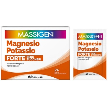 Massigen Magnesio Potassio Forte Zero Zuccheri integratore rimineralizzante 24 bustine Massigen Magnesio Potassio Forte Zero Zuccheri integratore rimineralizzante 24 bustine