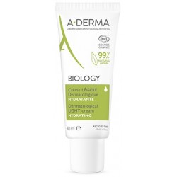 Aderma Biology Crema viso leggera dermatologica idratante riequilibrante per pelli fragili normali miste 40 ml