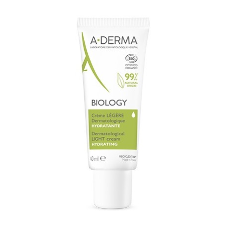 Aderma Biology Crema viso leggera dermatologica idratante riequilibrante per pelli fragili normali miste 40 ml