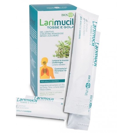 Bios Line Larimucil Tosse Gola integratore lenitivo per mucosa orofaringea irritata 12 bustine 10 ml
