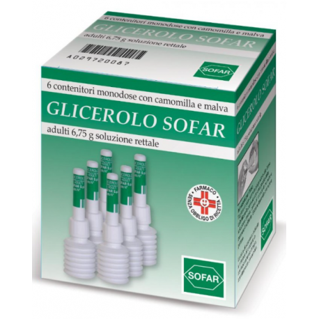 GLICEROLO (SOFAR)*AD 6 contenitori monodose 6,75 g soluz rett con camomilla e malva