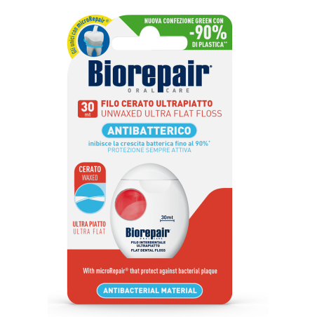 Biorepair Filo interdentale ultrapiatto antibatterico contro la placca 30 metri Biorepair Filo interdentale ultrapiatto antibatterico contro la placca 30 metri