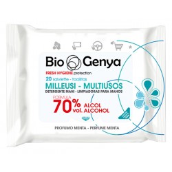 Biogenya Milleusi salviette detergenti mani igienizzanti 70% Alcool 20 pezzi