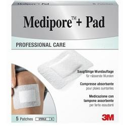 3M Medipore + Pad medicazione sterile traspirante in TNT 10 x 10 cm 5 pezzi