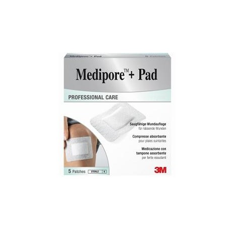 3M Medipore + Pad medicazione sterile traspirante in TNT 10 x 10 cm 5 pezzi