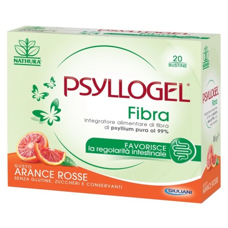 Confezione da 20 bustine di Psyllogel Fibra integratore contro la stitichezza gusto arancia Confezione da 20 bustine di Psyllogel Fibra integratore contro la stitichezza gusto arancia