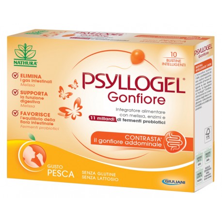 Psyllogel Gonfiore 10 Bustine Gusto Pesca per pancia gonfia