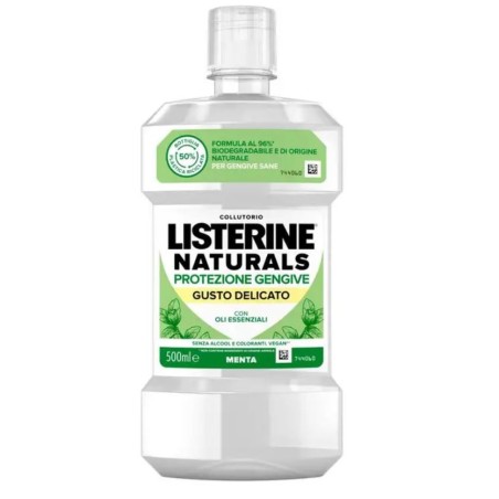 Listerine Naturals Protezione Gengive gusto delicato alla menta formula biodegradabile 500 ml Listerine Naturals Protezione Gengive gusto delicato alla menta formula biodegradabile 500 ml