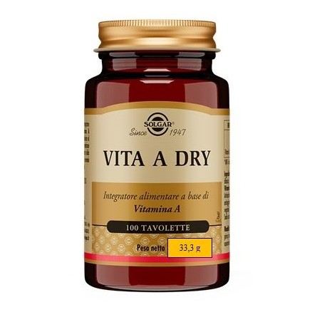 Solgar Vita A Dry - Integratore antiossidante con vitamina A 100 tavolette Solgar Vita A Dry - Integratore antiossidante con vitamina A 100 tavolette