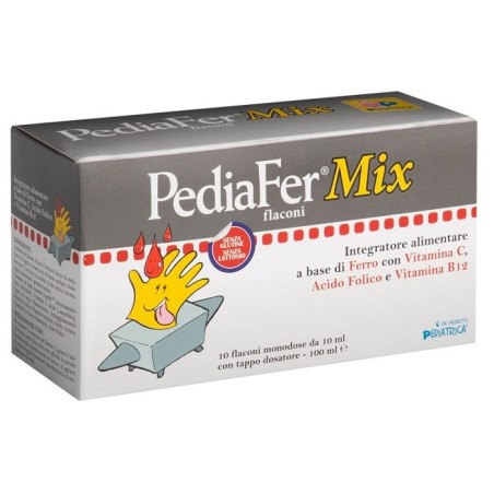 Pediatrica Pediafer Mix integratore con ferro e vitamine 10 flaconi da 10 ml Pediatrica Pediafer Mix integratore con ferro e vitamine 10 flaconi da 10 ml