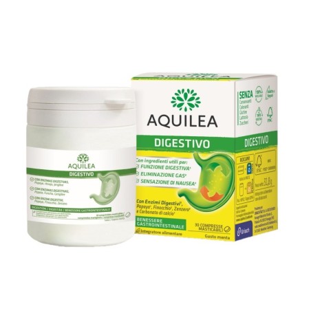 Uriach Aquilea Digestivo integratore per gas e digestione 30 compresse alla menta Uriach Aquilea Digestivo integratore per gas e digestione 30 compresse alla menta