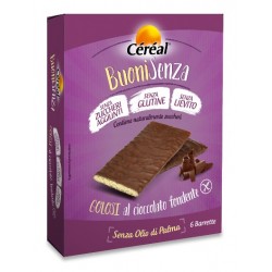 Céréal BuoniSenza Golosi snack al cioccolato fondente senza zuccheri glutine lievito 6 pezzi