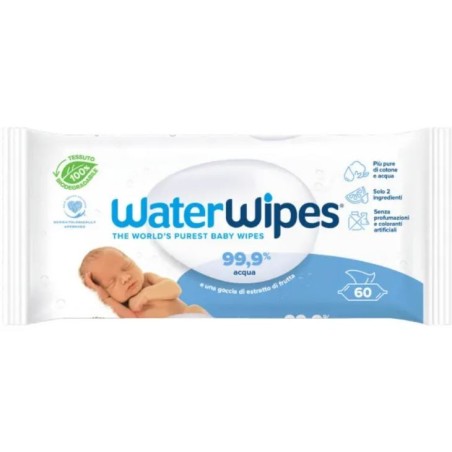 Waterwipes salviette per neonato biodegradabili compostabili sterili a base d'acqua 60 pezzi Waterwipes salviette per neonato biodegradabili compostabili sterili a base d'acqua 60 pezzi