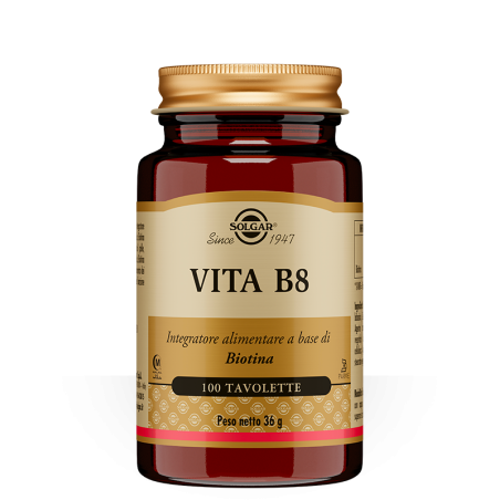 Solgar Vita B8 - Integratore di biotina per capelli, pelle e unghie 100 tavolette Solgar Vita B8 - Integratore di biotina per capelli, pelle e unghie 100 tavolette