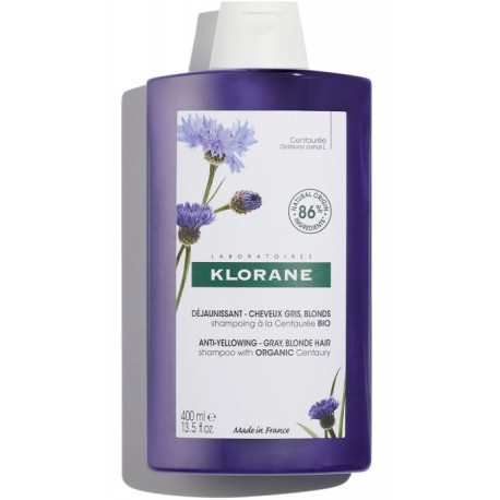 Klorane Shampoo alla Centaurea anti ingiallimento capelli bianchi grigi biondi 400 ml