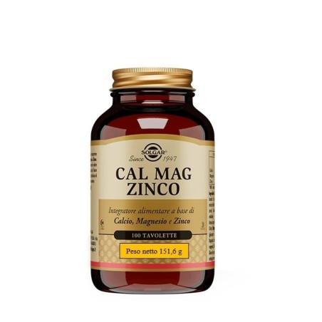 Solgar Cal Mag Zinco integratore alimentare multiminerale 100 tavolette Solgar Cal Mag Zinco integratore alimentare multiminerale 100 tavolette
