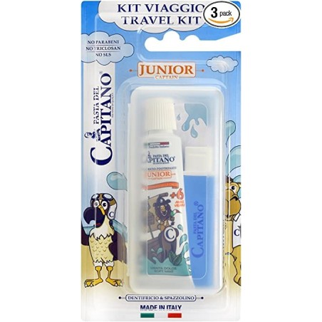 Pasta del Capitano Kit Junior da viaggio con spazzolino pieghevole e dentifricio per bambini 20 ml Pasta del Capitano Kit Junior da viaggio con spazzolino pieghevole e dentifricio per bambini 20 ml