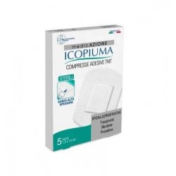 Icopiuma Garza compressa adesiva in tessuto non tessuto 10 x 7,5 cm 5 pezzi