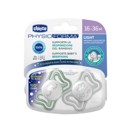 CHICCO SUCCHIETTO LIGHT LUMI SILICONE 16-36M 2 PEZZI CHICCO SUCCHIETTO LIGHT LUMI SILICONE 16-36M 2 PEZZI