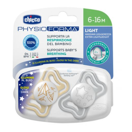 CHICCO SUCCHIETTO LIGHT LUMI SILICONE 6-16M 2 PEZZI