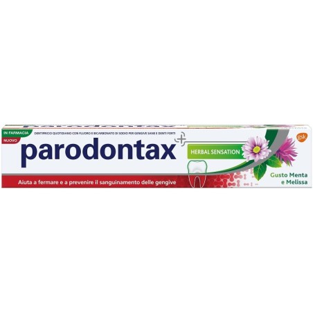 Parodontax Herbal Sensation dentifricio per gengive sane e denti forti gusto menta e melissa 75 ml Parodontax Herbal Sensation dentifricio per gengive sane e denti forti gusto menta e melissa 75 ml