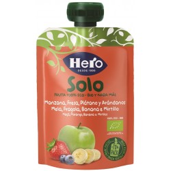 Hero Solo Frutta frullata Mela, Banana e Fragola confezione tascabile e richiudibile 100 g