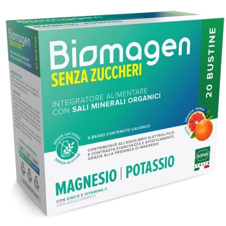 Biomagen senza zuccheri integratore con sali minerali organici 20 bustine Biomagen senza zuccheri integratore con sali minerali organici 20 bustine